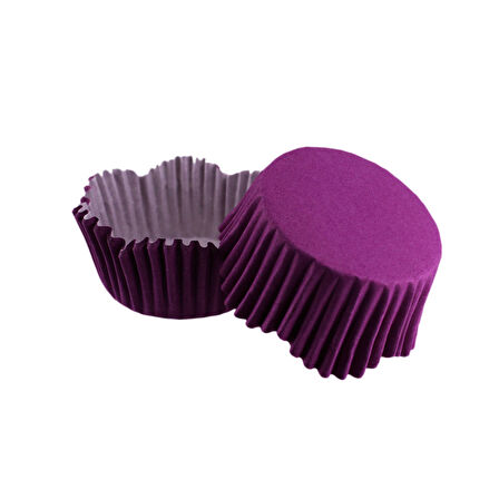 Cupcake Kalıbı Pet Kapsül Dalgalı Kek Kalıbı 65X38 MM (100 Adet)  Mor