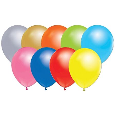 Metalik  Balon 12 İnç Baskısız (100 Adet)  Karışık Renk