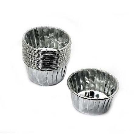 Cupcake Kalıbı Küçük Boy 44*35 Sufle-Muffin Kek Kalıbı (50 Adet)  Gümüş