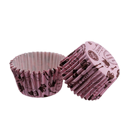Cupcake Kalıbı Pet Kapsül  Kek Kalıbı 48X34 MM (100 Adet)  Mutfak Desenli