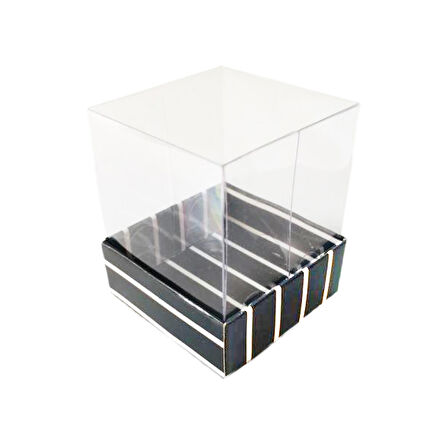 Asetat Kutu Altı Karton Çizgili Model 5x5x5 CM (25 Adet)  Siyah