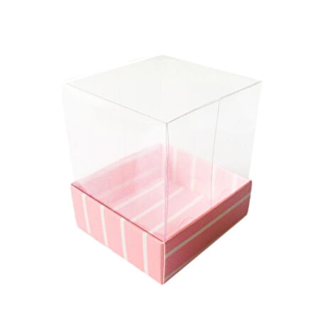 Asetat Kutu Altı Karton Çizgili Model 5x5x5 CM (25 Adet)  Pembe