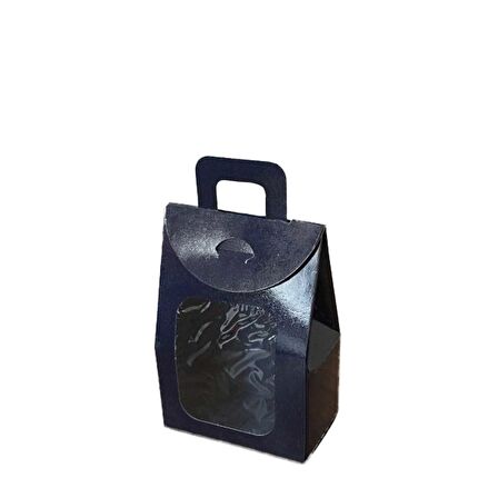 Kına Ve Çerez Çantası Pencereli Karton 7.5X11X4 (20 Adet)  Lacivert