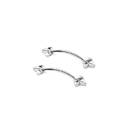 Defne Plastik Kulp Yonca Desenli Model 14 CM (2 Adet)  Gümüş