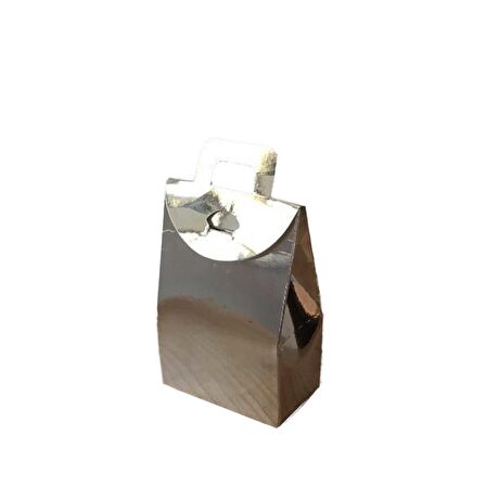 Kına Ve Çerez Çantası Karton DÜZ 7.5X11X4  CM (20 Adet)  Gümüş