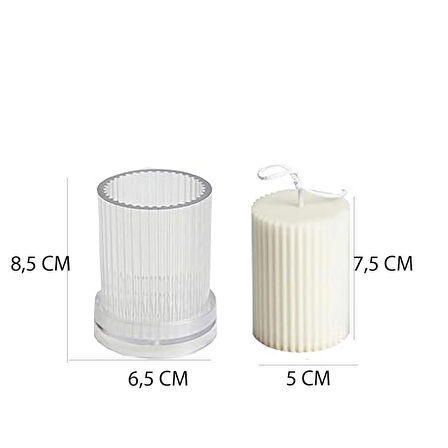 Poli Karbon Sert Plastik  Mum Kalıbı Dik Çizgili 8,5X6,5 CM
