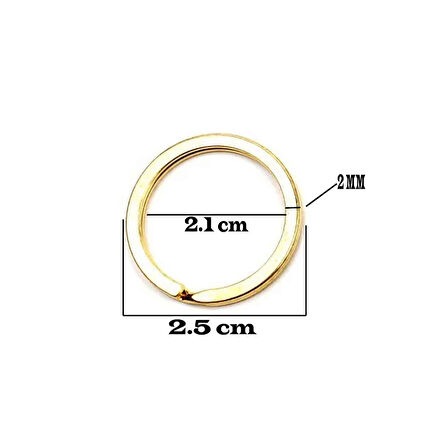 Zincirsiz Boş  Yassı Model Anahtarlık Halkası  2.5 CM (1000 Adet)  Gold