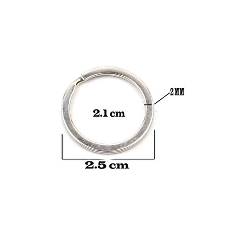 Zincirsiz Boş  Yassı Model Anahtarlık Halkası  2.5 CM (1000 Adet)  Gümüş