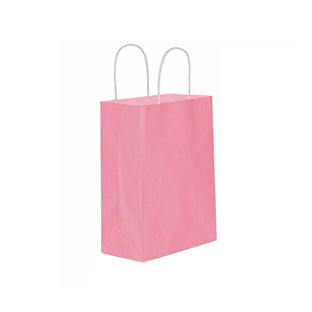 Kağıt Hediye Çantası Düz Renk Büyük Boy 25X31 CM (25 Adet)  Pembe
