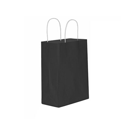 Kağıt Hediye Çantası Düz Renk Büyük Boy 25X31 CM (25 Adet)  Siyah