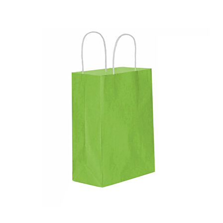 Kağıt Hediye Çantası Düz Renk Büyük Boy 25X31 CM (25 Adet)  Fıstık Yeşili