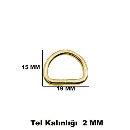Anahtarlık Montaj Halkası D Çanta Bağlantı Halkası 19x15 MM (100 Adet)  Gold