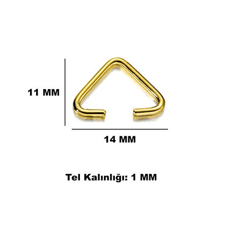 Anahtarlık Montaj Halkası Üçgen Takı Bağlantı Halkası 14x11 MM (1000 Adet)  Gold