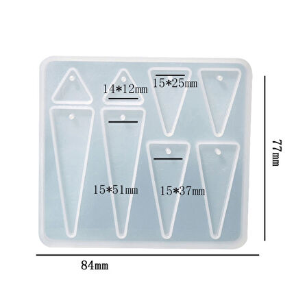 Epoksi Silikon Kalıp Çoklu Anahtarlık Geometrik Üçgen Delikli Kolye Küpe Kalıbı