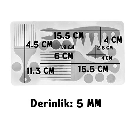Epoksi Reçine Silikon Kalıp YERLİ 3 Lü Set Tarak Kalıbı