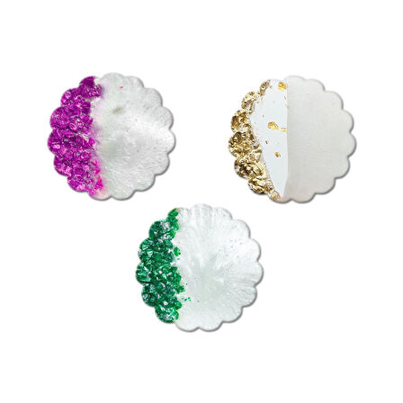 Epoksi Silikon Kalıp Dalgalı Kenar Magnet Kalıbı 6.8 CM 10 Lu