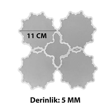 Epoksi Silikon Kalıp Dişli Motifli Bardak Altlığı Kalıbı 11 CM 4 Lü