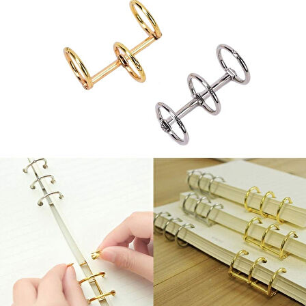 Defter Kapağı Gevşek Yapraklı Bağlayıcı Metal Halkaları - 2 Adet  Gold