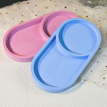 Epoksi Silikon Kalıp Oval Mini Tepsi Yuvarlak Bölmeli 18.4X9.9 CM