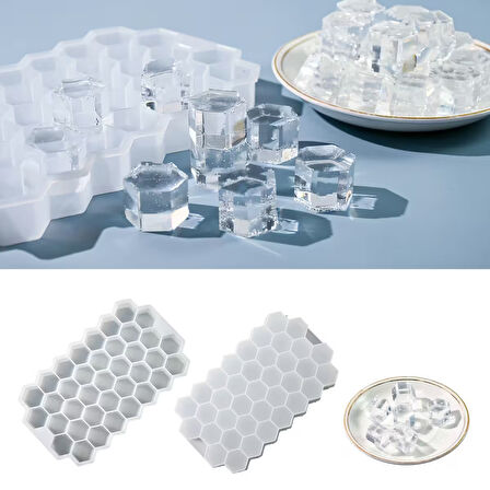 Silikon Petek Buz Küpü Tepsisi Kapaksız Silikon Buz Kalıbı 37 Li