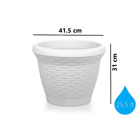 Omnipazar SO-HS05 Plastik Hasır Desenli Dekoratif Saksı 25 Litre No 5