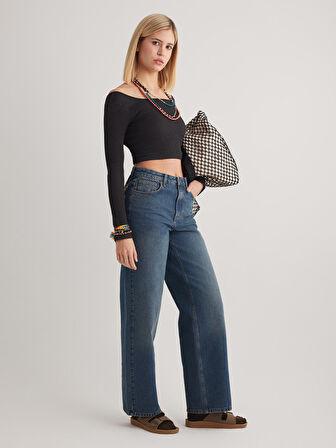 Debra 348 NORMAL BEL TİNT MAVİ BAGGY JEANS KADIN