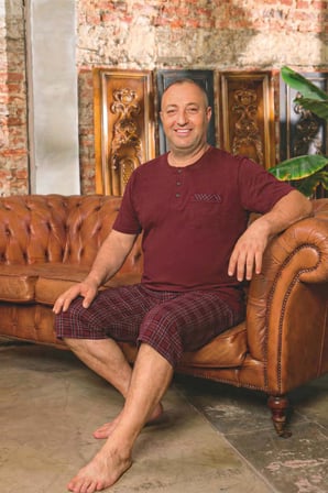 Aydoğan Erkek Dinç Büyük Beden Koton Bordo Bermuda Pijama Takımı 0083