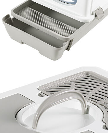 Orta Boy Çekmeceli Kapalı Kedi Tuvaleti Paspas ve Kürek Hediyeli