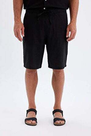 DeFacto Relax Fit Keten Karışımlı Bermuda Şort C1125AX24SMBK81