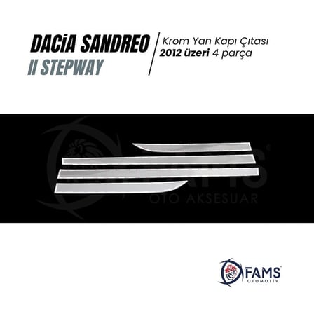 Dacia Sandero Stepway Krom Yan Kapı Çıtası 4 Kapı 2012> Paslanmaz Çelik