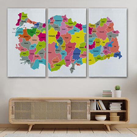 Harita Sepeti Türkiye Haritası Kanvas Tablo Eğitici ve Öretici Dekoratif Tablo Tablo 3108