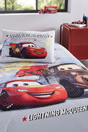 Özdilek Cars On The Road Tek Kişilik Disney Lisanslı Lastikli Fitted Çarşaf Kapitone Çocuk Nevresim Takımı