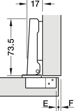 Häfele M310 Menteşe frenli düz 45/9,5 Ø8mm db.