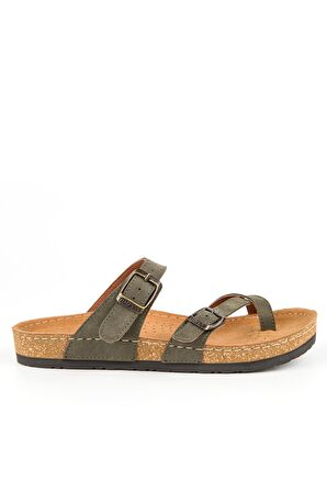 Muya 31101 Z Camilia Casual Günlük Haki Kadın Terlik