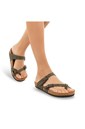 Muya 31101 Z Camilia Casual Günlük Haki Kadın Terlik