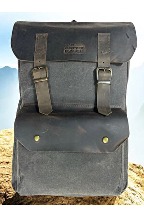 Vintage Kanvas Deri Su Geçirmez Unisex Laptop Bölmeli Okul Seyahat Kamp Sırt Çantası 31 cm X 44 cm