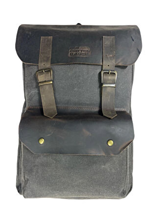Vintage Kanvas Deri Su Geçirmez Unisex Laptop Bölmeli Okul Seyahat Kamp Sırt Çantası 31 cm X 44 cm