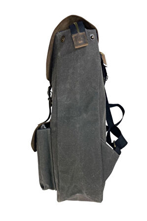 Vintage Kanvas Deri Su Geçirmez Unisex Laptop Bölmeli Okul Seyahat Kamp Sırt Çantası 31 cm X 44 cm