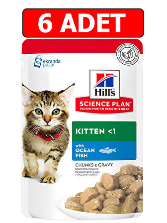 Hills balıklı yavru kedi konserve 85gr 6adet ocean fish chunks gravy kedi yaş maması pouch