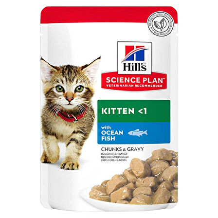 Hills balıklı yavru kedi konserve 85gr 6adet ocean fish chunks gravy kedi yaş maması pouch