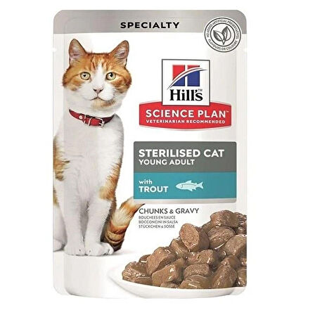 Hills sterilised alabalıklı kedi konservesi 12adet kısırlaştırılmış kedi yaş maması pouch