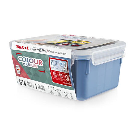 MasterSeal Color 4'lü Saklama Kabı Seti - Mavi