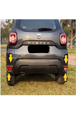 Dacia Duster Krom Arka Reflektör Çerçevesi 2 Parça 2018-2023 Paslanmaz Çelik