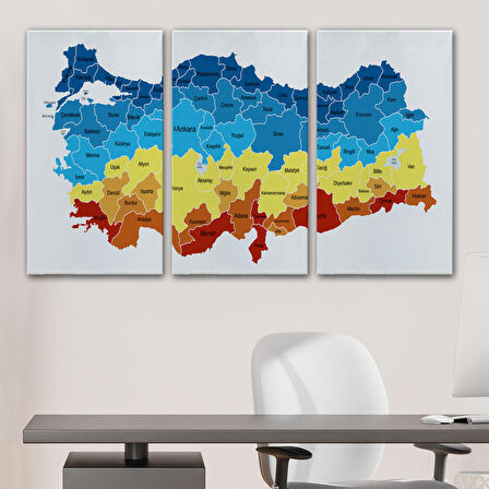 Harita Sepeti Türkiye Haritası Kanvas Tablo Eğitici ve Öretici Dekoratif Tablo Tablo 3110