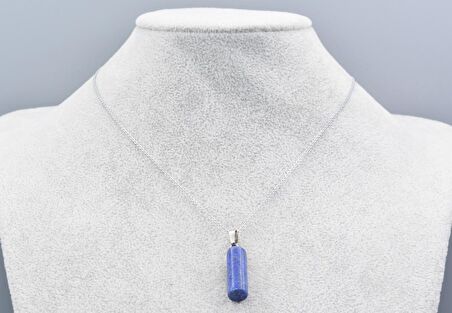 Hakiki Silindir Şeklinde Doğal Lapis Lazuli Taşı Kolye Ucu 1.Kalite