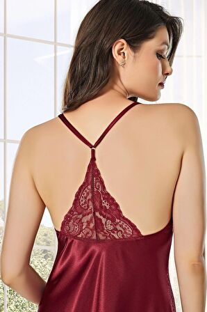8600 Kadın Çeyizlik Saten 6'lı Set-bordo