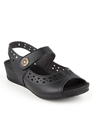 Muya 31130 Z Terra Casual Günlük Siyah Kadın Sandalet