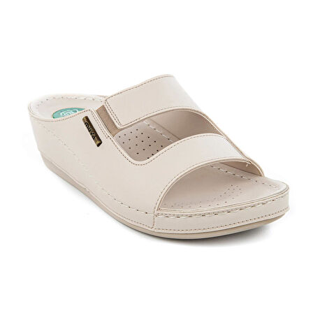 Muya Panna Anatomik Topuk Dikeni Kadın Terlik Full Krem