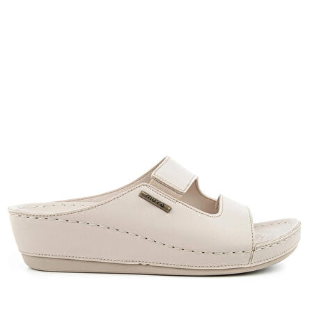 Muya Panna Anatomik Topuk Dikeni Kadın Terlik Full Krem