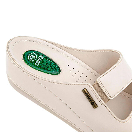 Muya Panna Anatomik Topuk Dikeni Kadın Terlik Full Krem